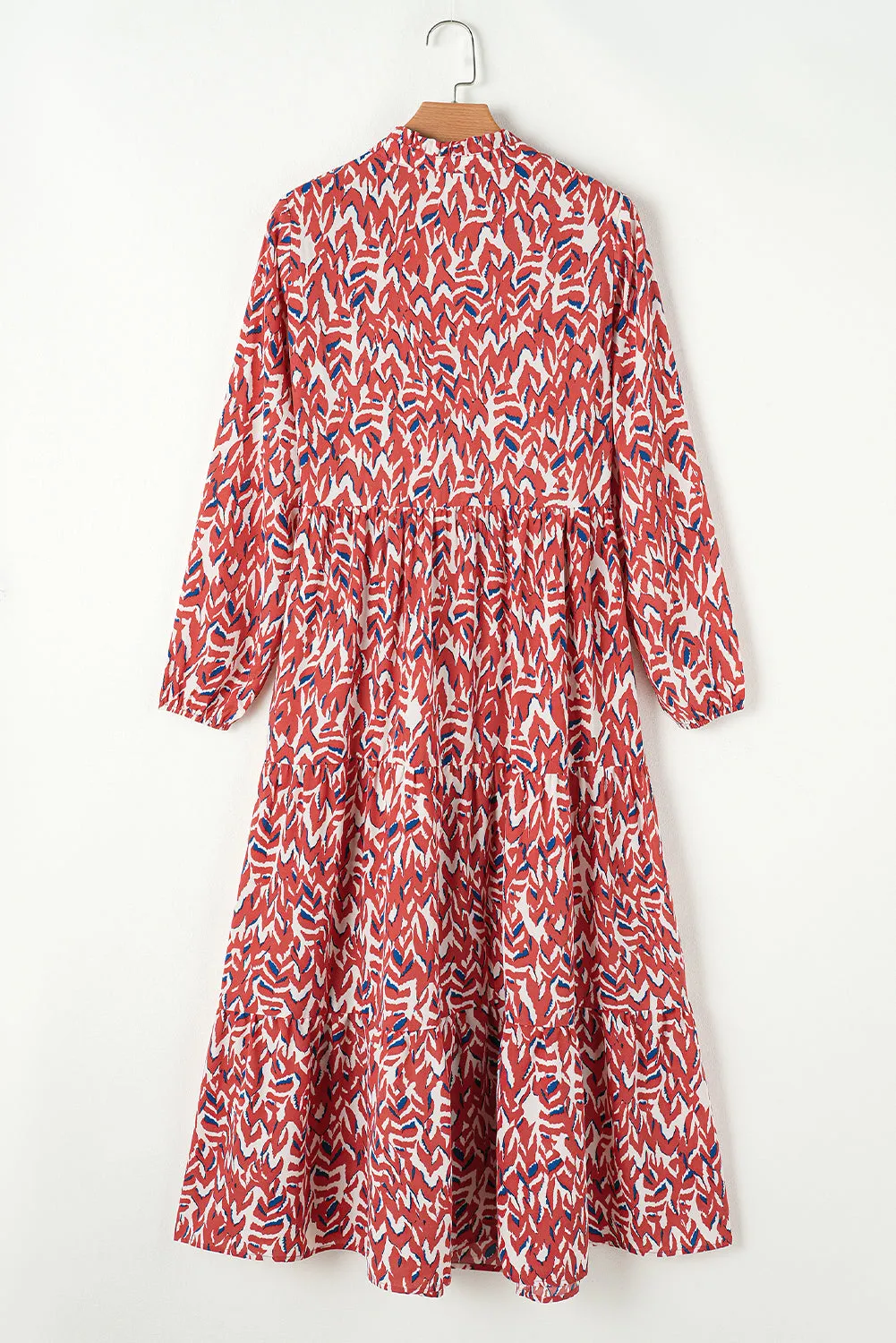 Abstract Print Pleated High Waist Midi Dress