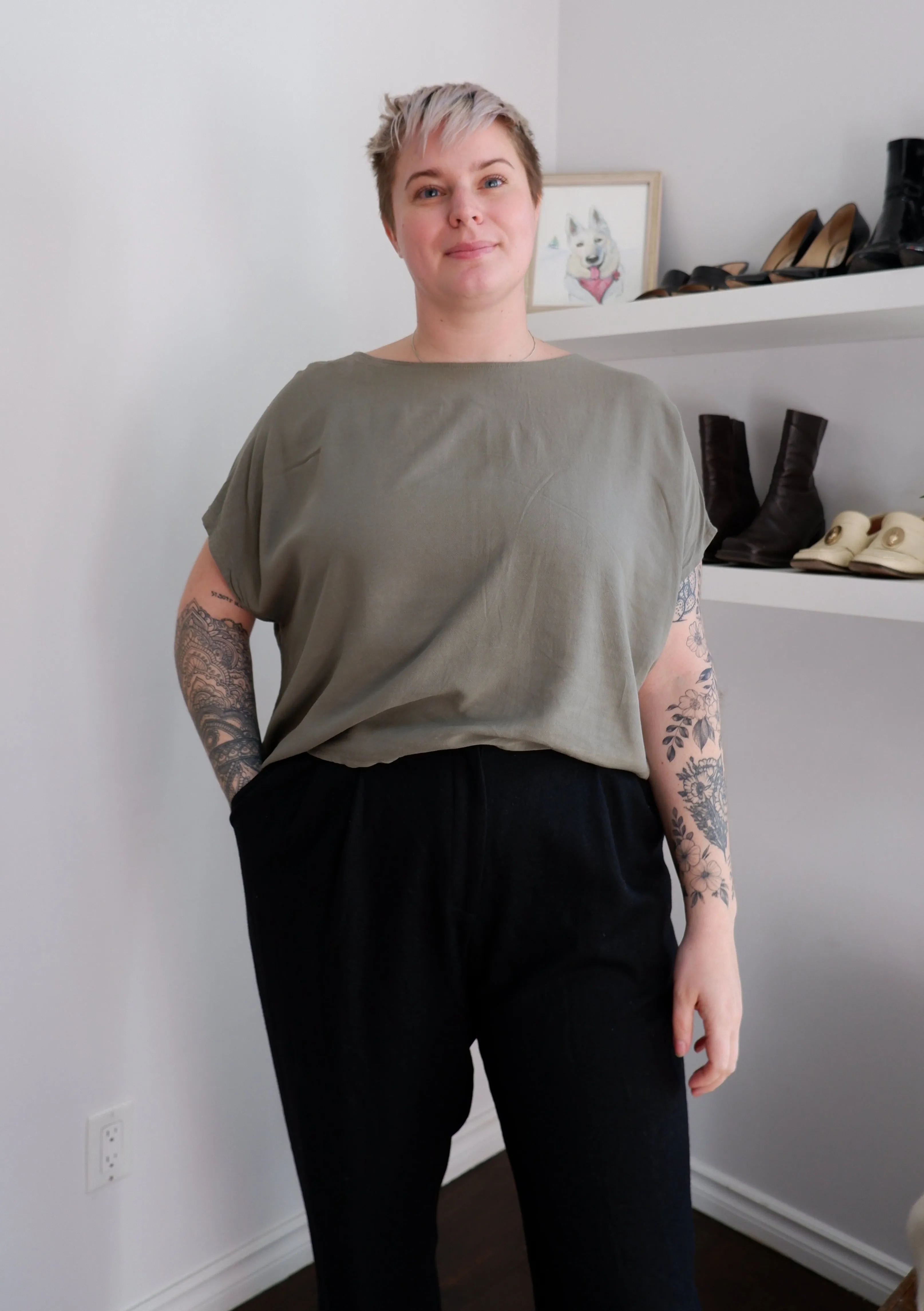 Amanda Moss Breezy Crop in Sage - L