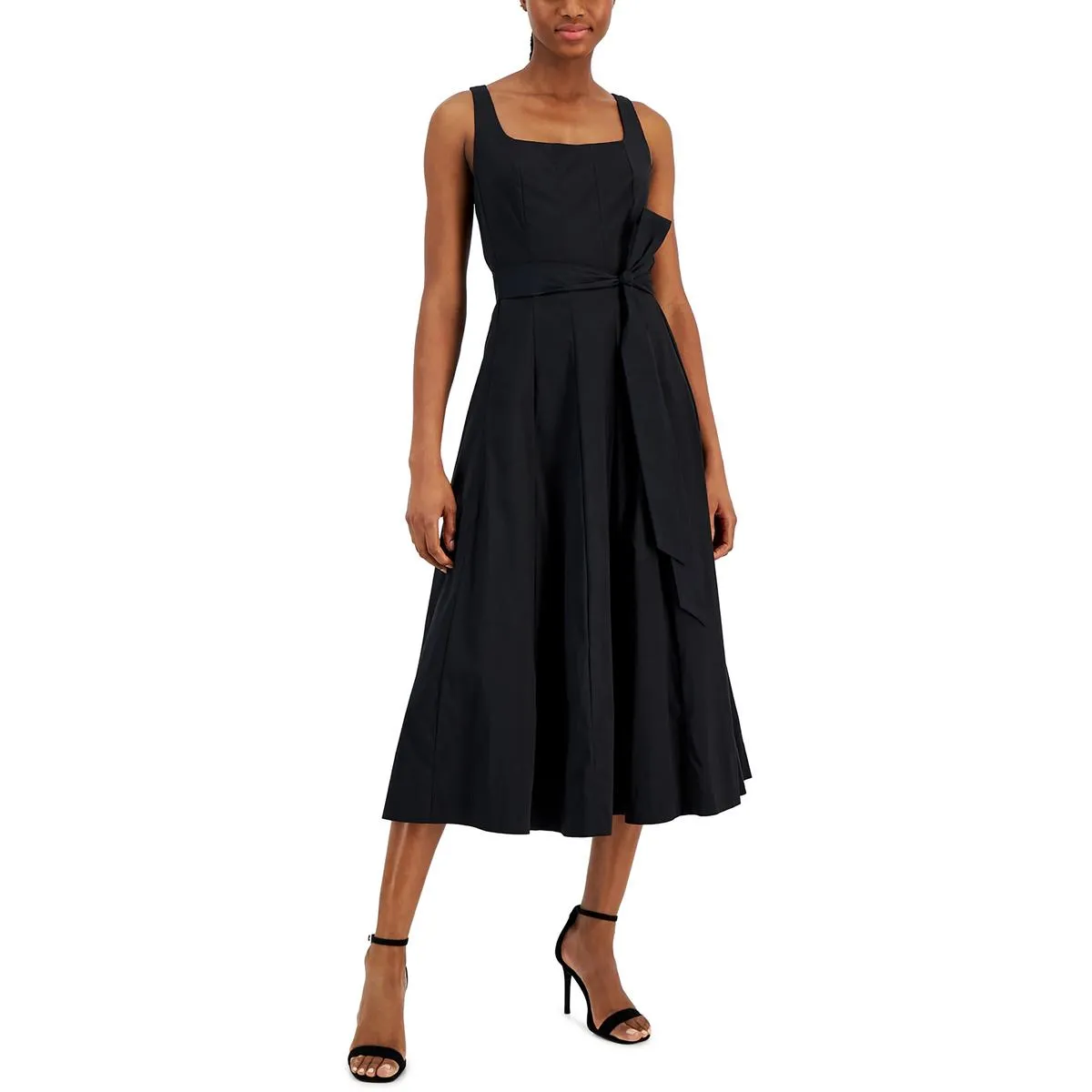 Anne Klein Womens Crinkled Long Fit & Flare Dress