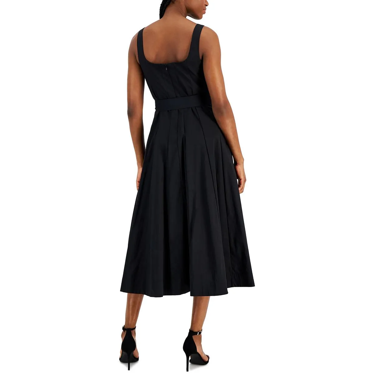 Anne Klein Womens Crinkled Long Fit & Flare Dress