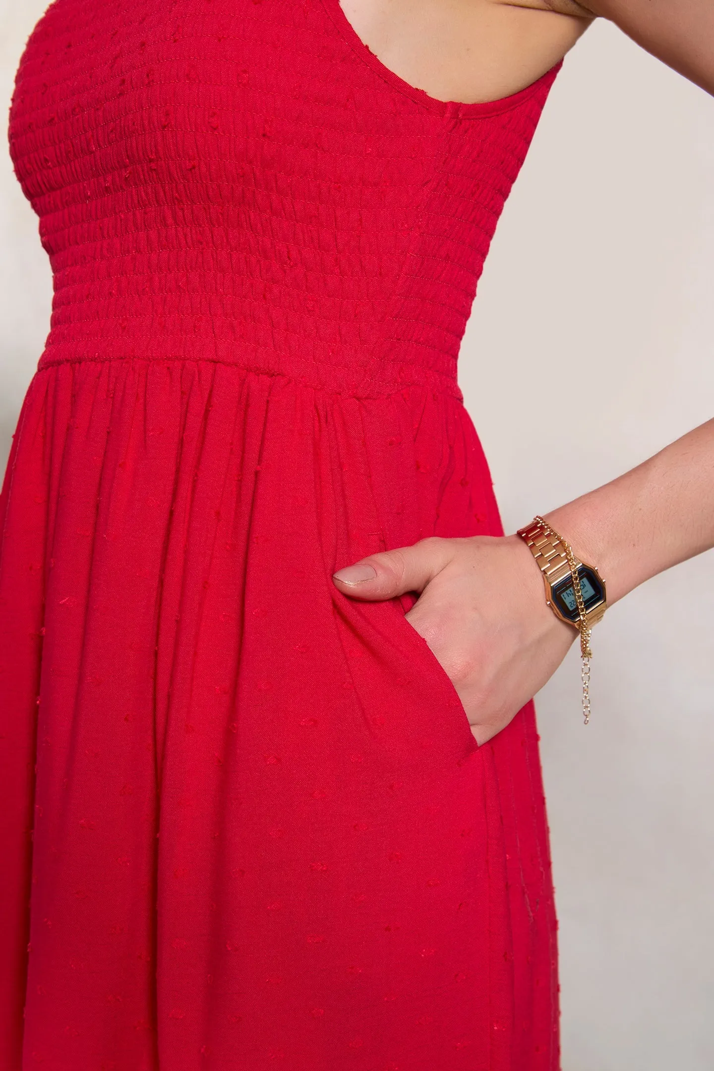 Azmin|Smocked Fit & Flare Dress