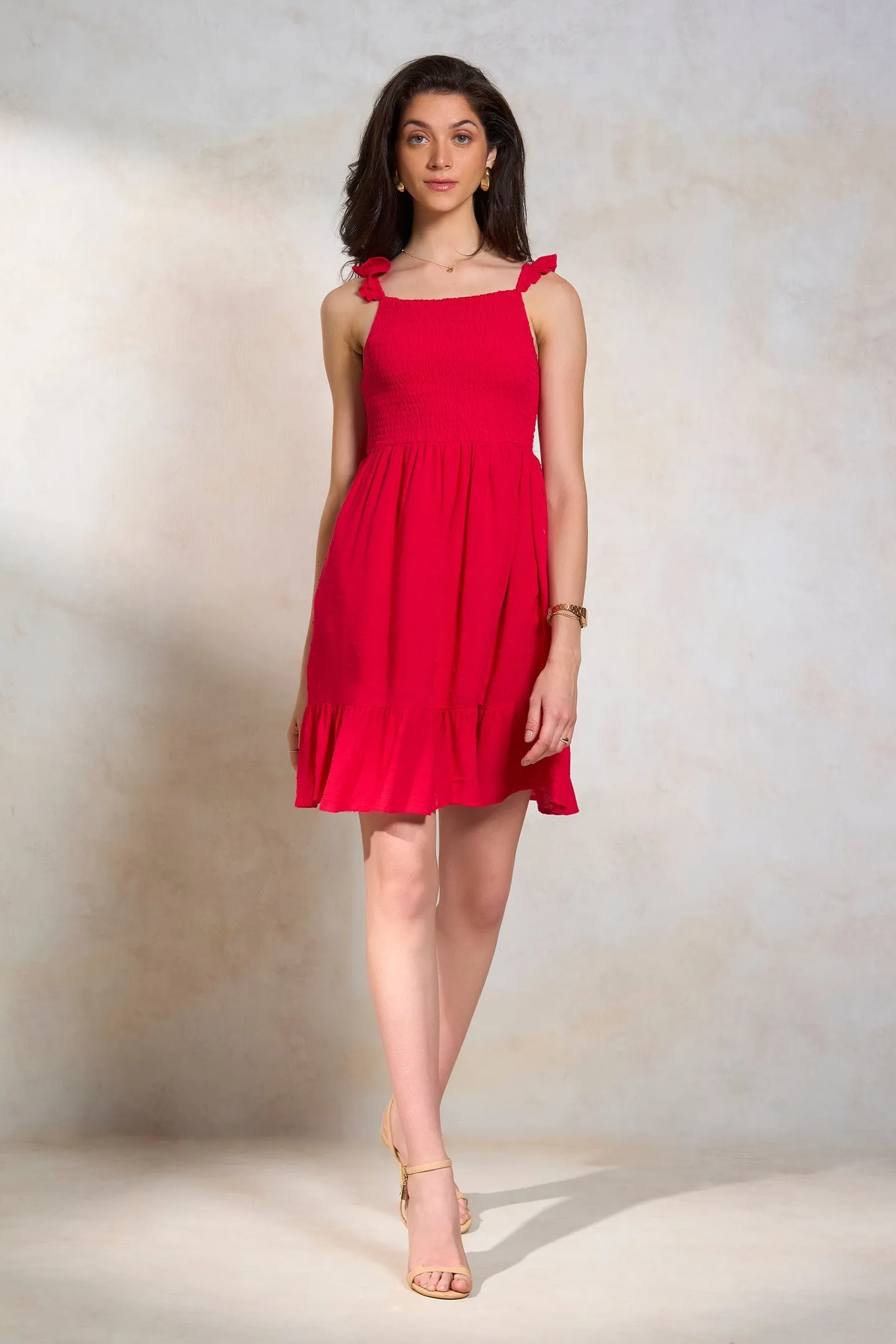 Azmin|Smocked Fit & Flare Dress