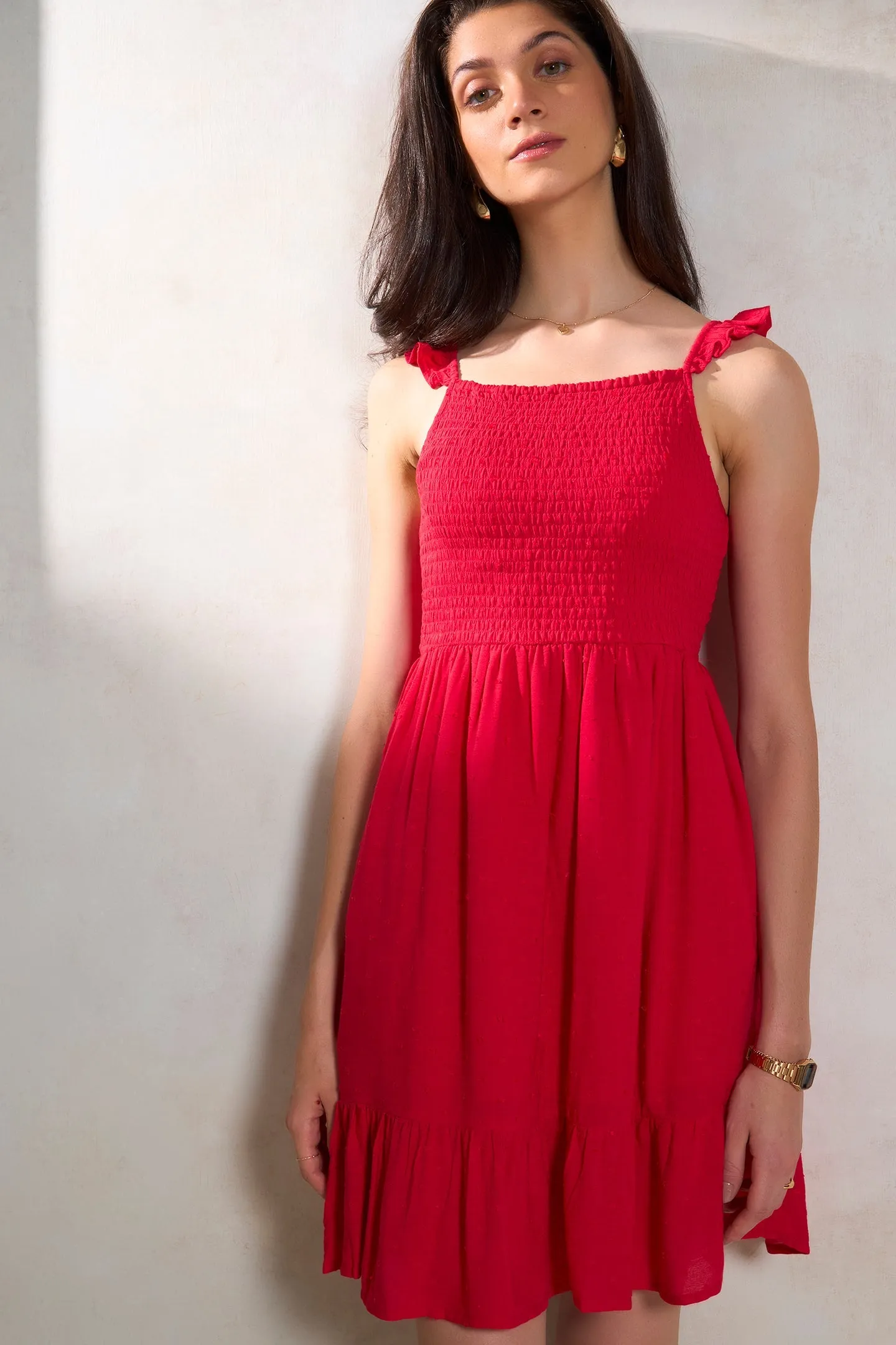 Azmin|Smocked Fit & Flare Dress