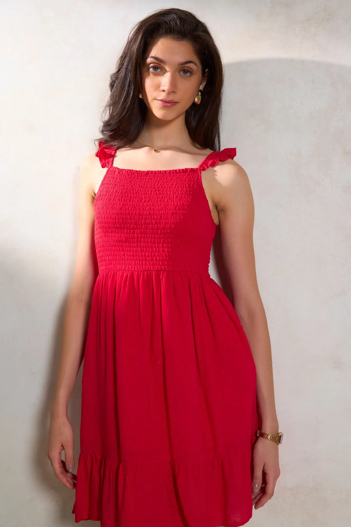 Azmin|Smocked Fit & Flare Dress