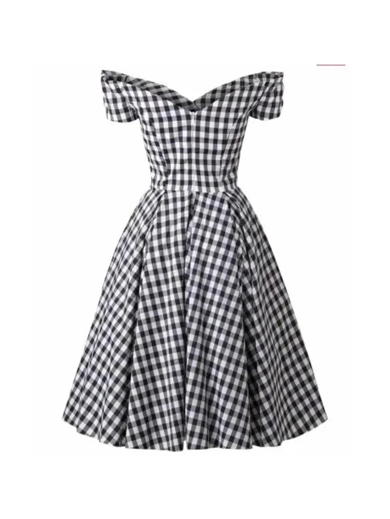 Black & White Plaid 50's Dress [IN STOCK]