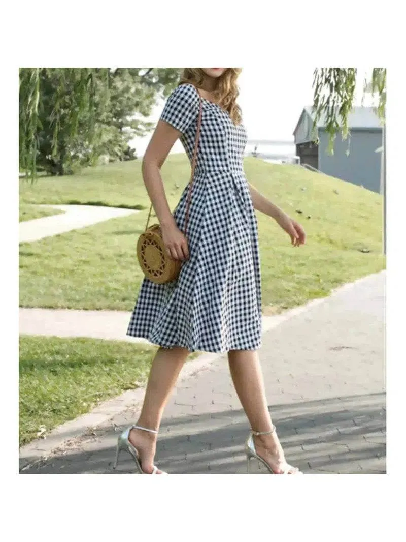 Black & White Plaid 50's Dress [IN STOCK]