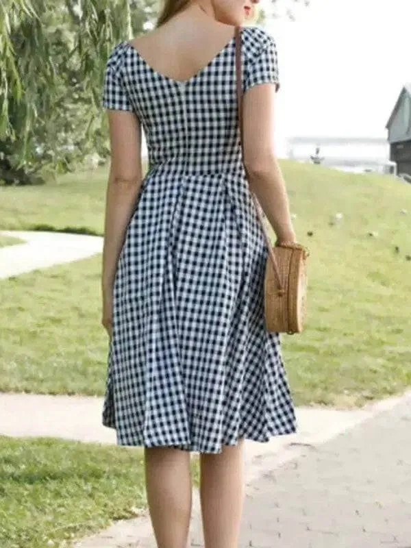Black & White Plaid 50's Dress [IN STOCK]