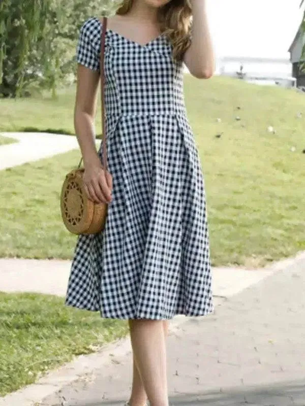 Black & White Plaid 50's Dress [IN STOCK]