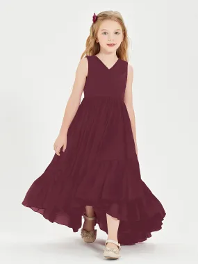 Boho Junior Bridesmaid Dresses Cascading Skirt Cabernet