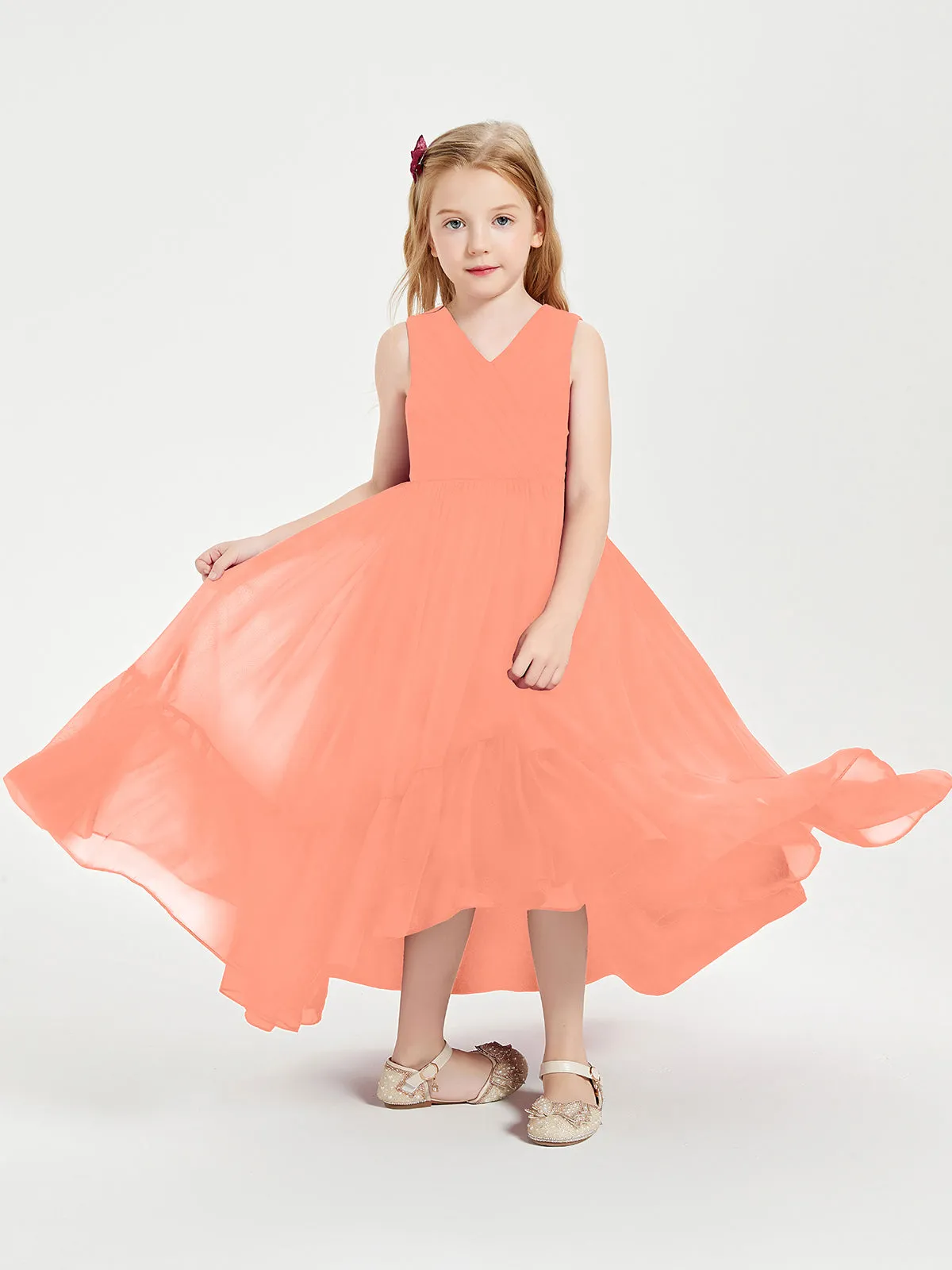 Boho Junior Bridesmaid Dresses Cascading Skirt Sunset