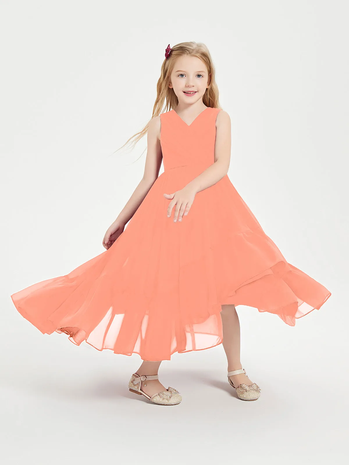 Boho Junior Bridesmaid Dresses Cascading Skirt Sunset