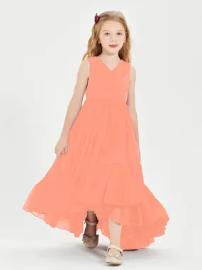 Boho Junior Bridesmaid Dresses Cascading Skirt Sunset