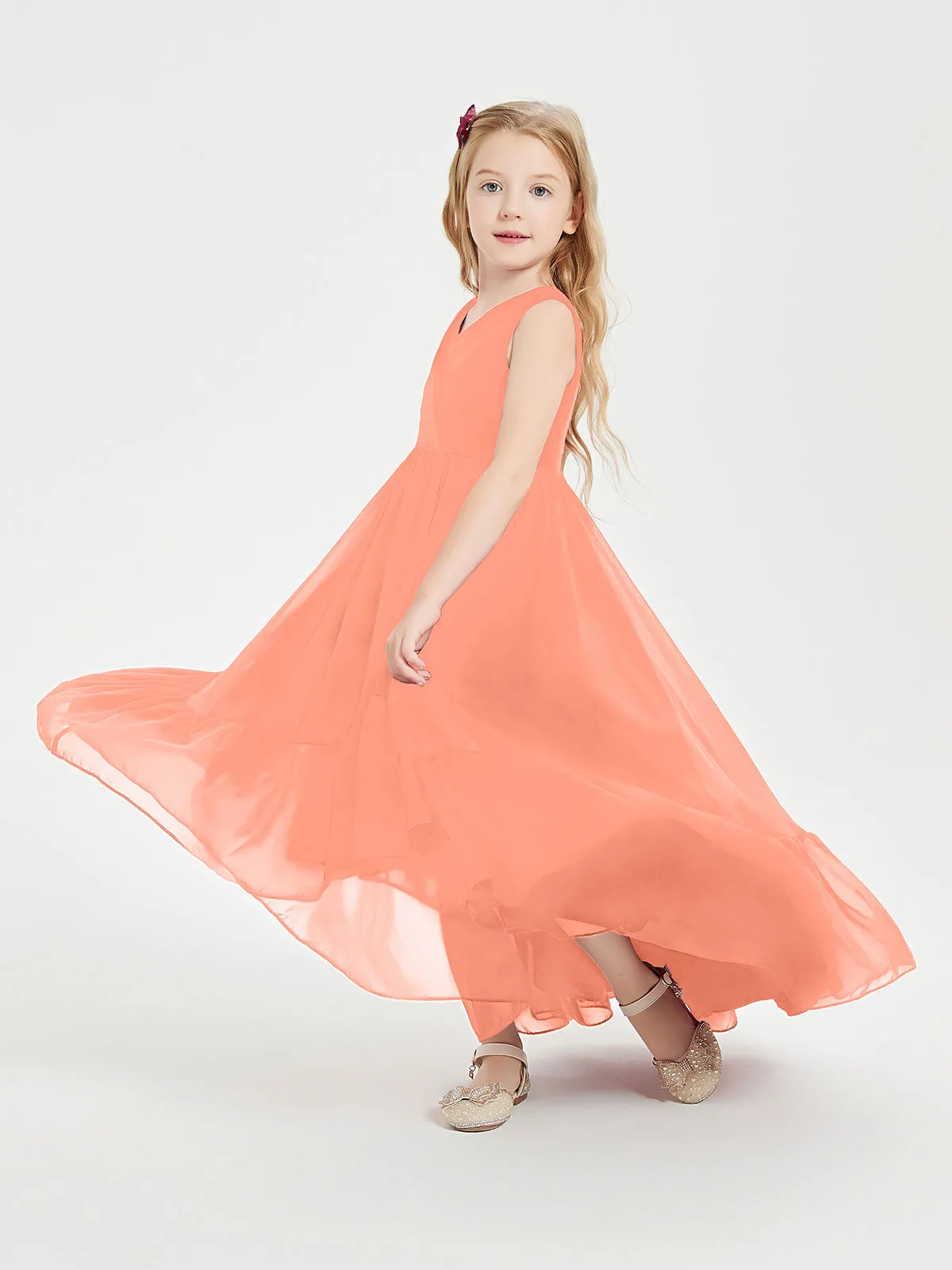 Boho Junior Bridesmaid Dresses Cascading Skirt Sunset