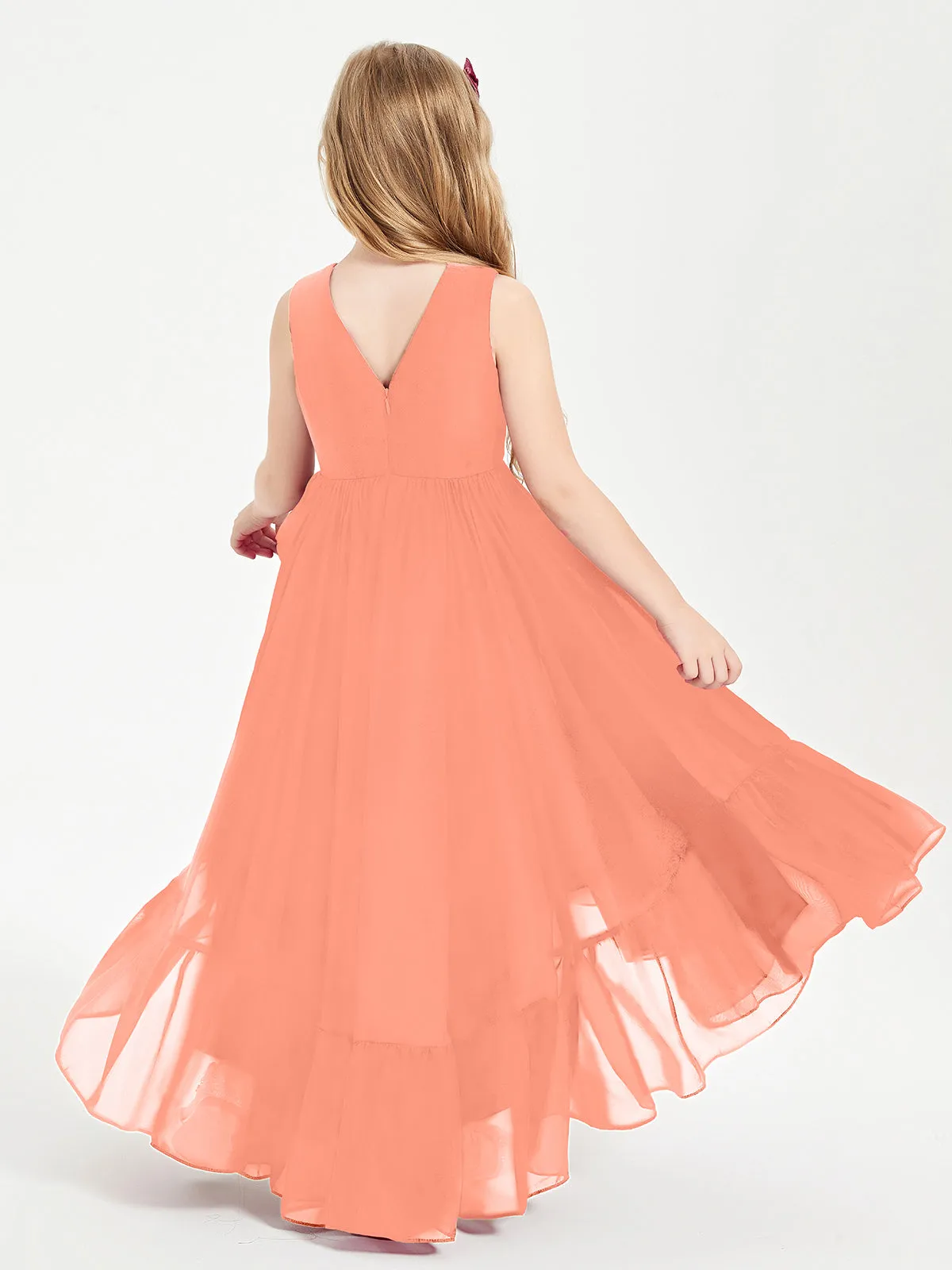 Boho Junior Bridesmaid Dresses Cascading Skirt Sunset