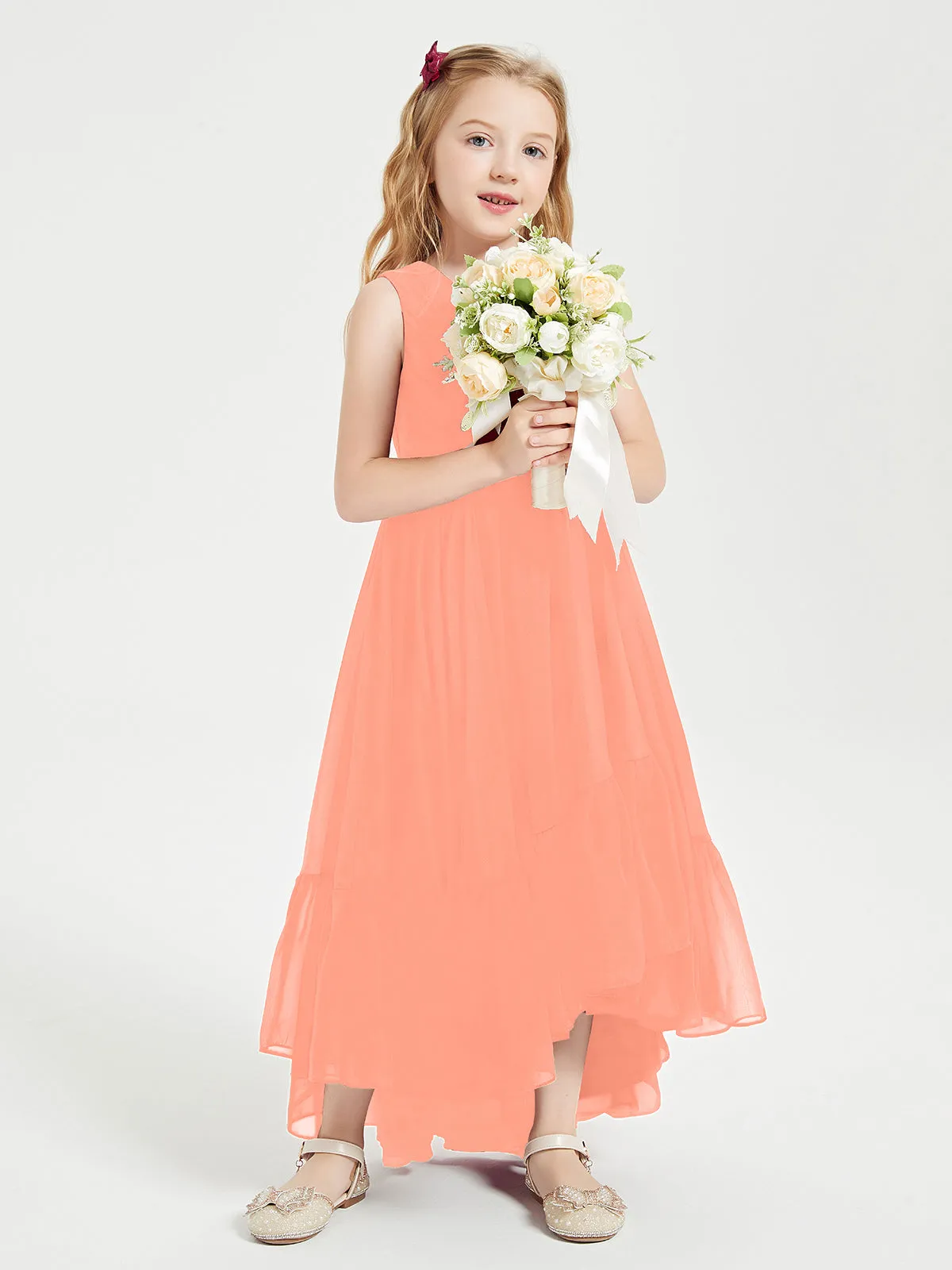 Boho Junior Bridesmaid Dresses Cascading Skirt Sunset