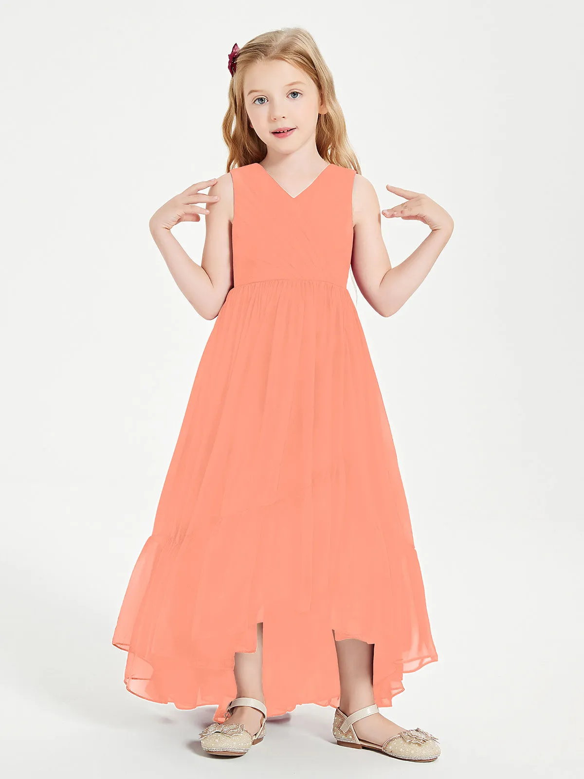 Boho Junior Bridesmaid Dresses Cascading Skirt Sunset
