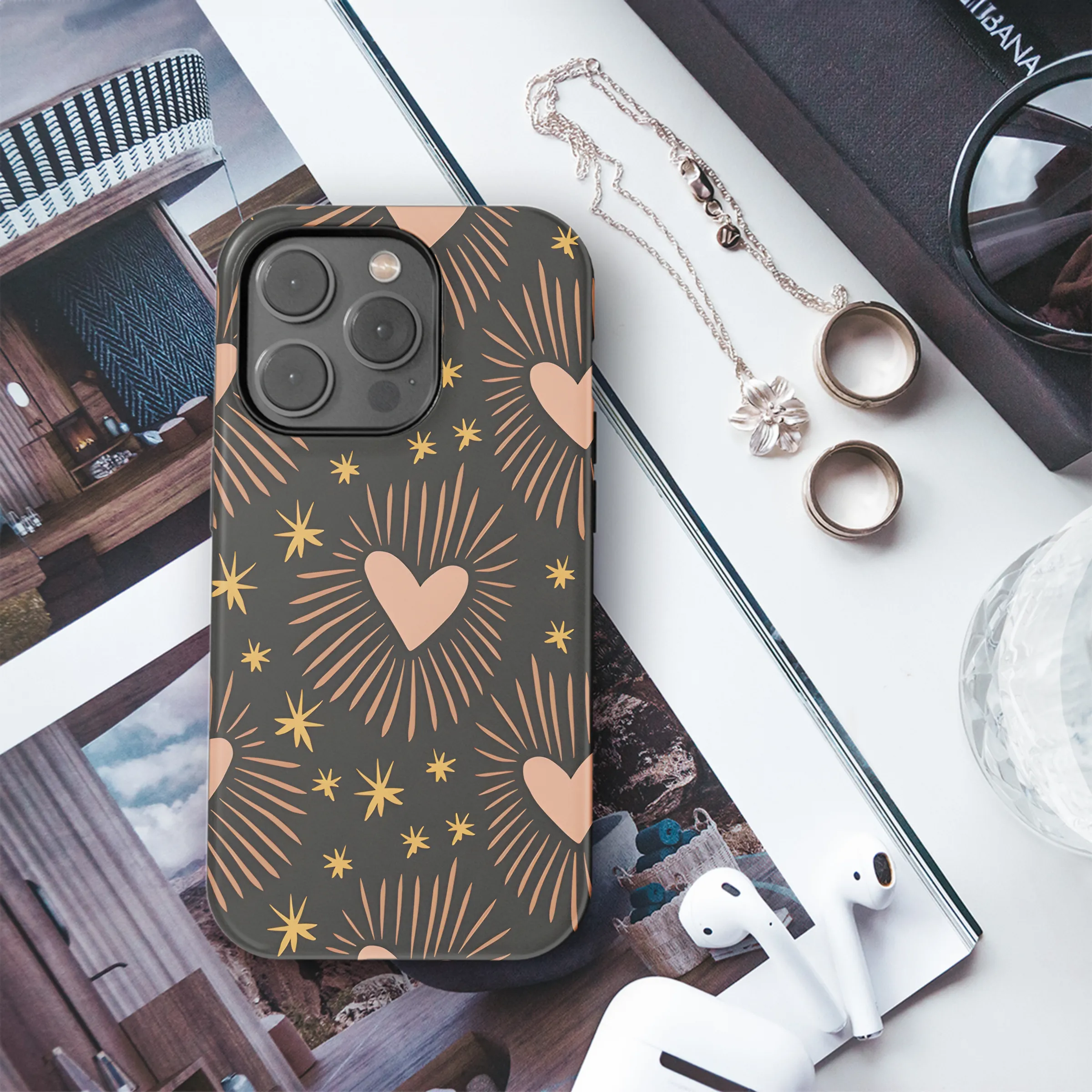 Boho Sacred Heart Love Valentine Phone Case iPhone Samsung Cover Pixel 3910