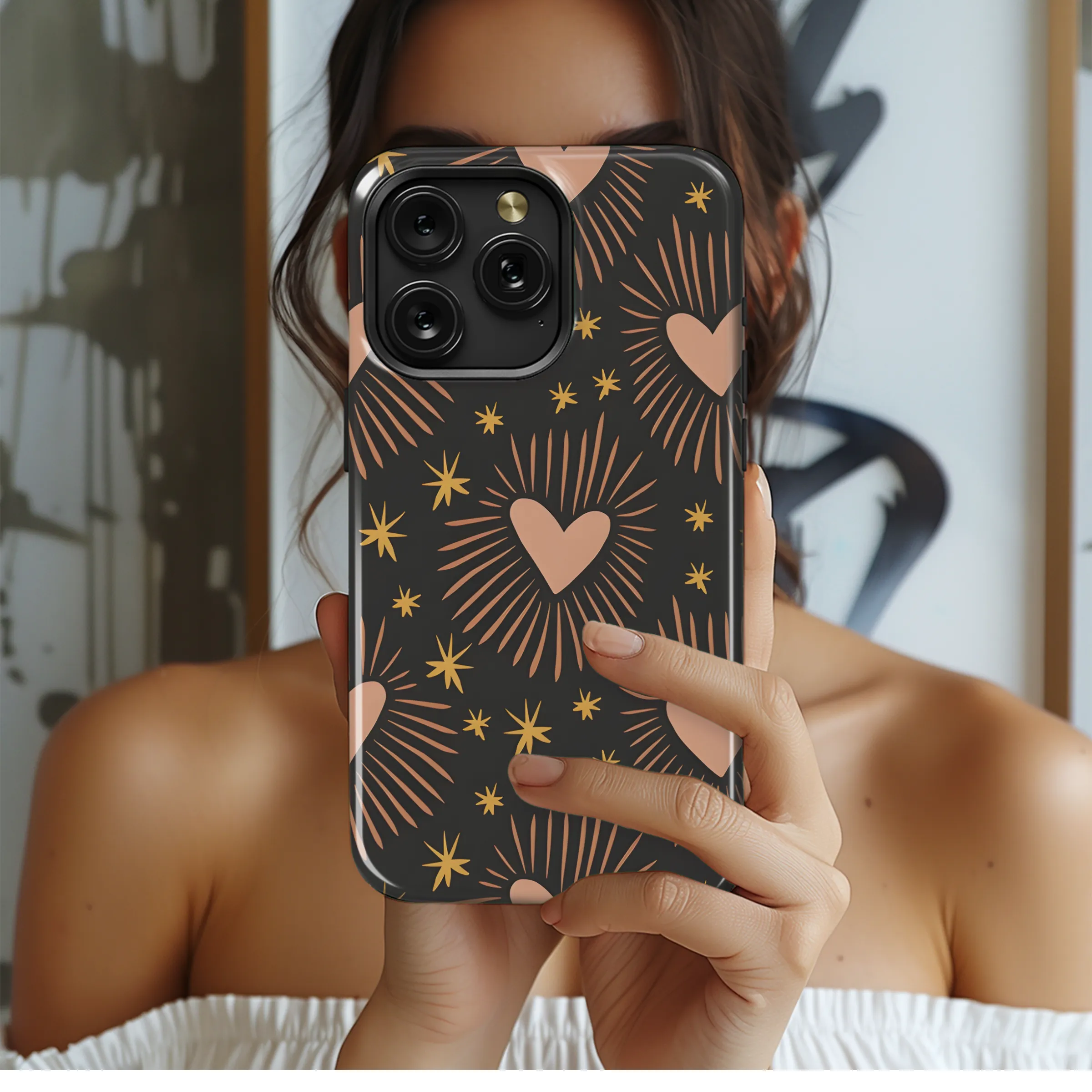 Boho Sacred Heart Love Valentine Phone Case iPhone Samsung Cover Pixel 3910