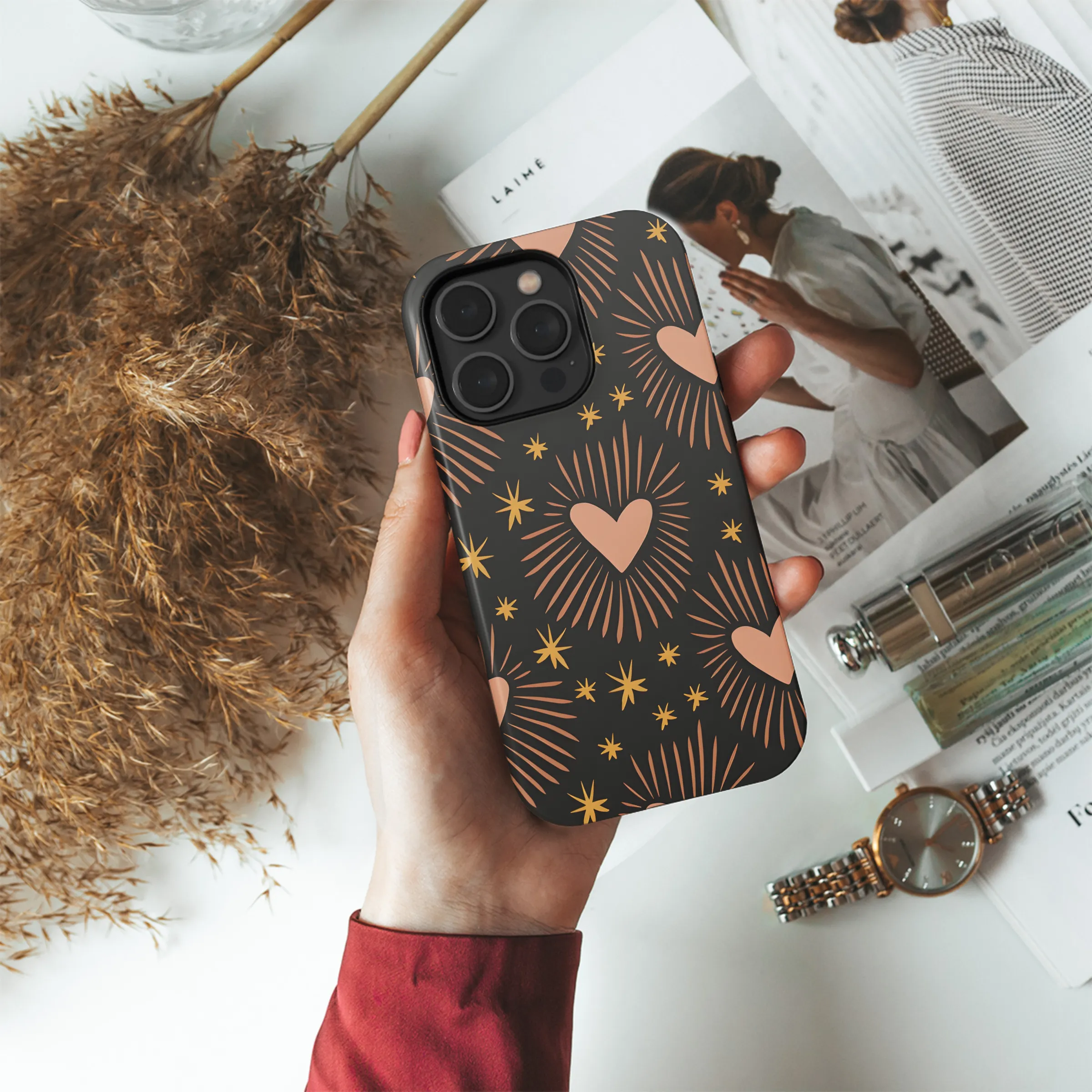 Boho Sacred Heart Love Valentine Phone Case iPhone Samsung Cover Pixel 3910