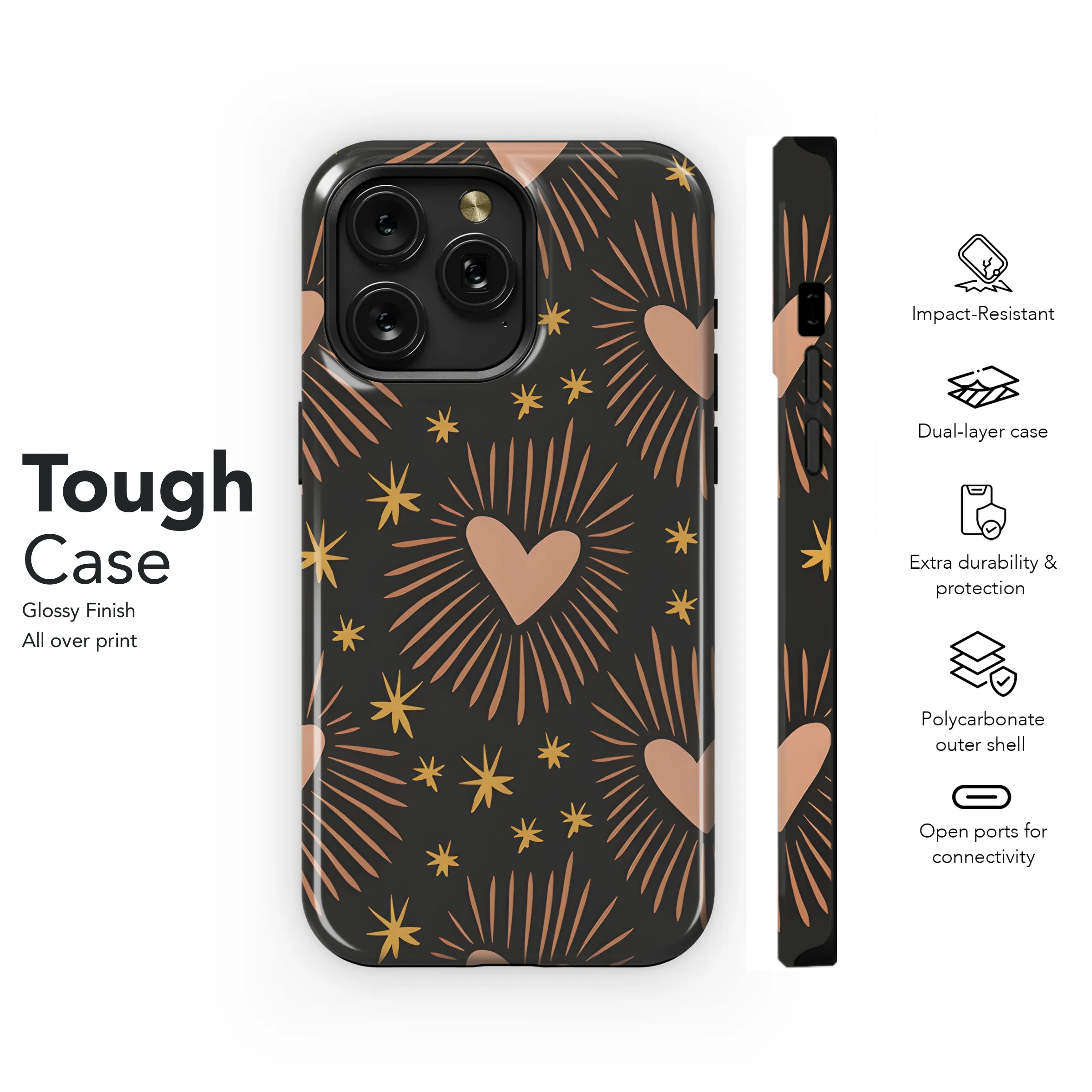 Boho Sacred Heart Love Valentine Phone Case iPhone Samsung Cover Pixel 3910