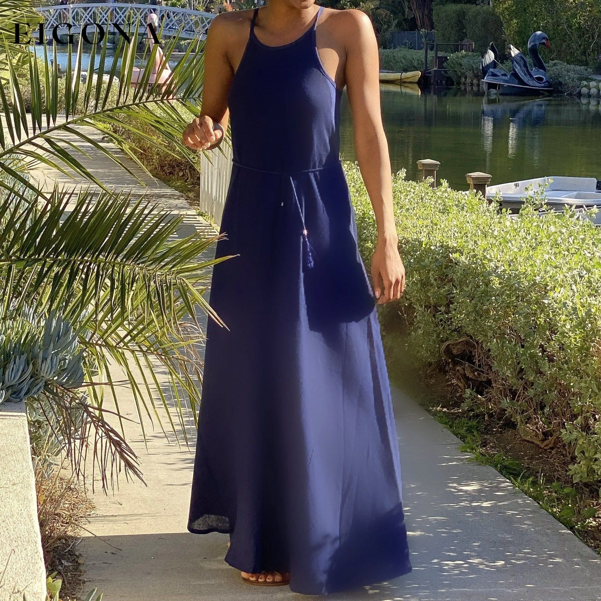 CALLIE MAXI DRESS 100% Cotton Dress  - NAVY
