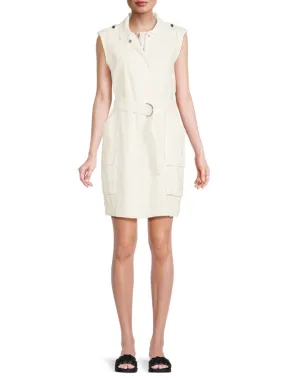 Calvin Klein Belted Vest Dress in Soft White
