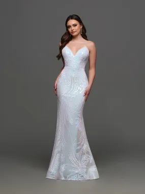 Candice Wang 72359 Fit & Flare Sequin Prom Dress Corset Back Sheer Illusion Slit Formal Gown