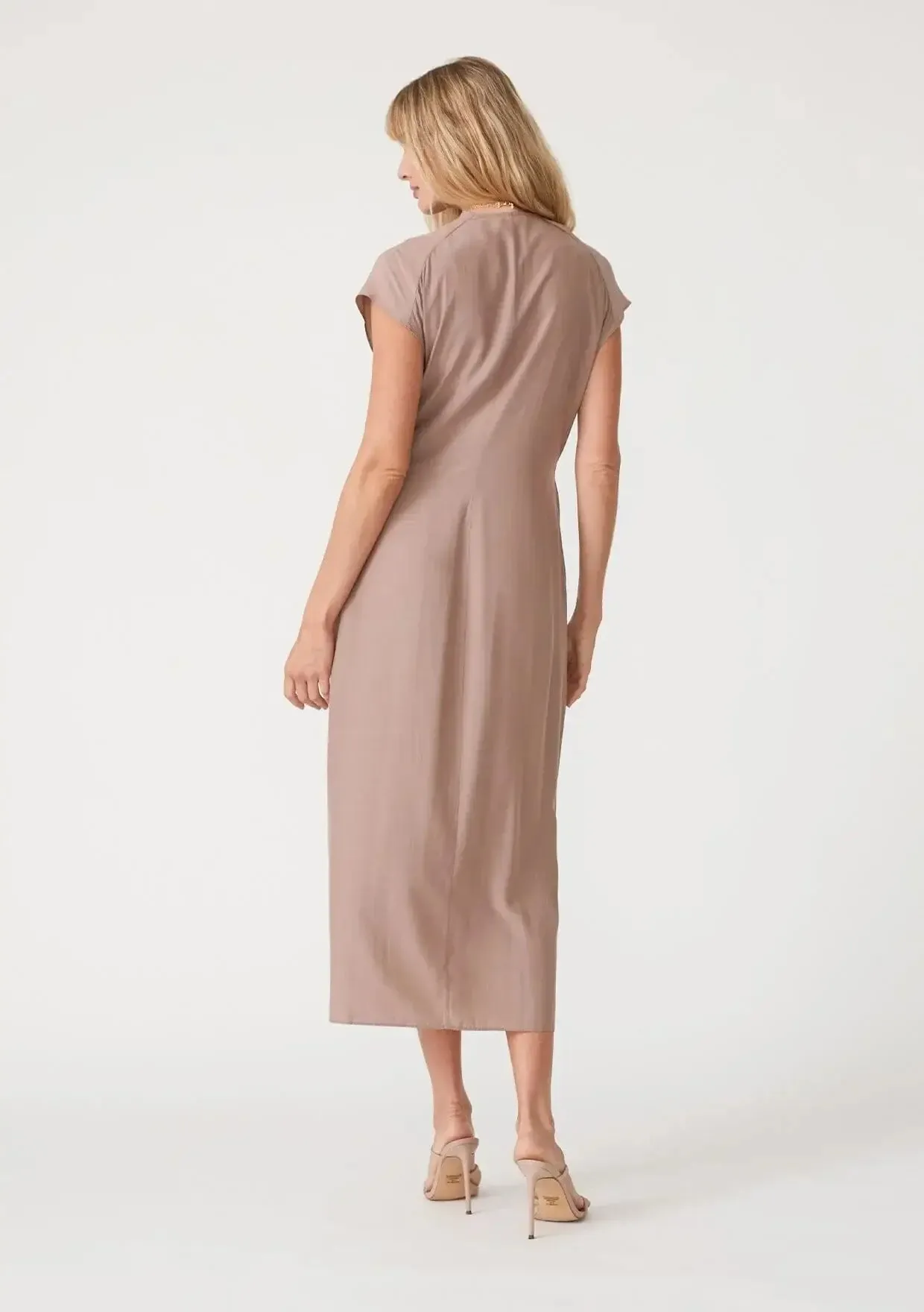 CAP SLEEVE MIDI WRAP DRESS