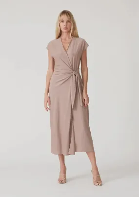 CAP SLEEVE MIDI WRAP DRESS