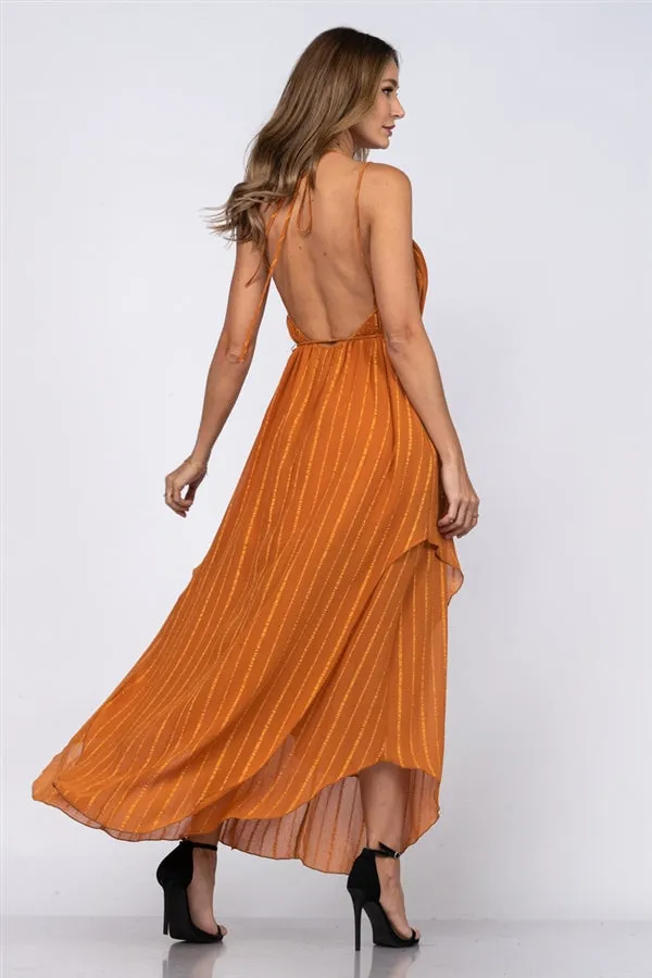 Caramel Brown Textured Maxi Dress