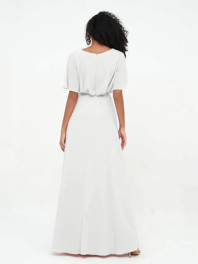 Chiffon Full Length Bridesmaid Dresses with Wrap Clearance