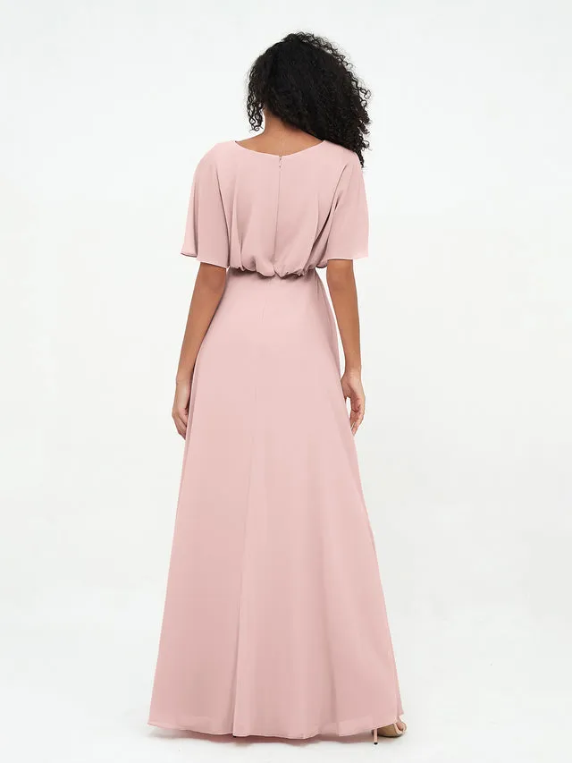 Chiffon Full Length Bridesmaid Dresses with Wrap Clearance