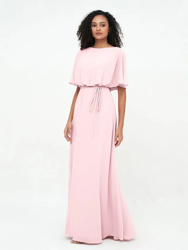 Chiffon Full Length Bridesmaid Dresses with Wrap Clearance