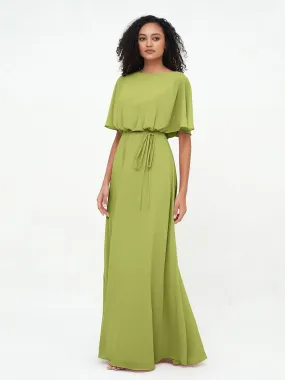Chiffon Full Length Bridesmaid Dresses with Wrap Clover Plus Size