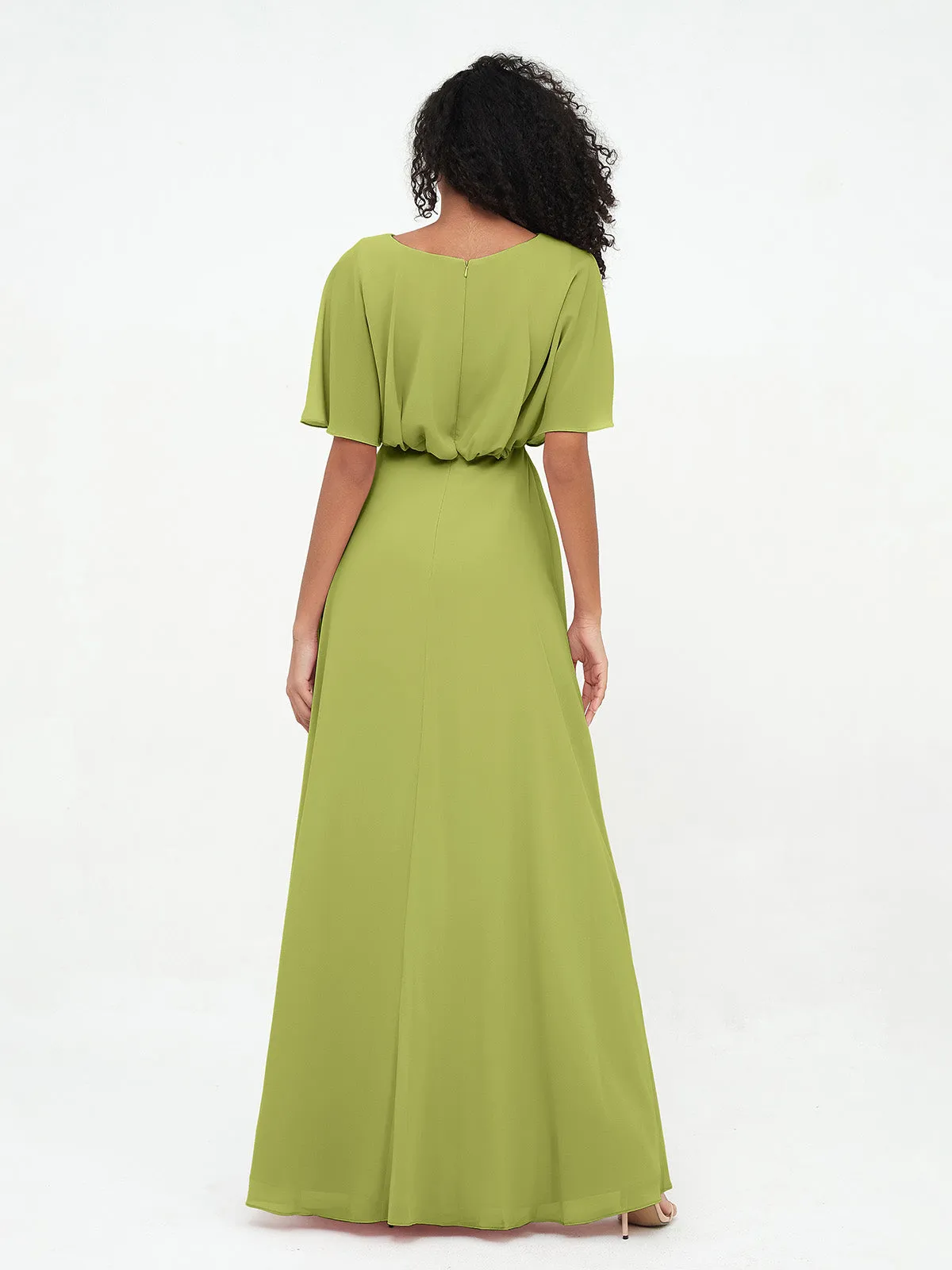 Chiffon Full Length Bridesmaid Dresses with Wrap Clover Plus Size