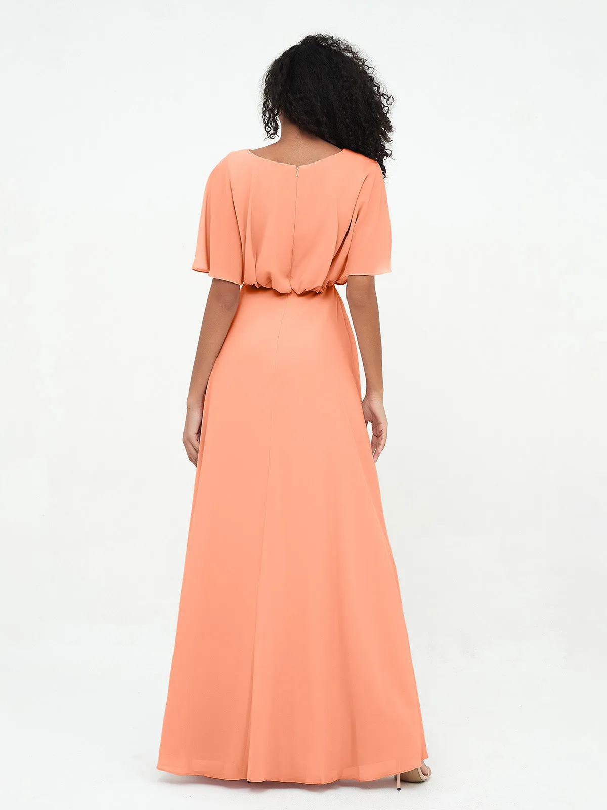 Chiffon Full Length Bridesmaid Dresses with Wrap Papaya Plus Size