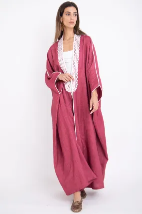 Classic Linen Cherry Abaya