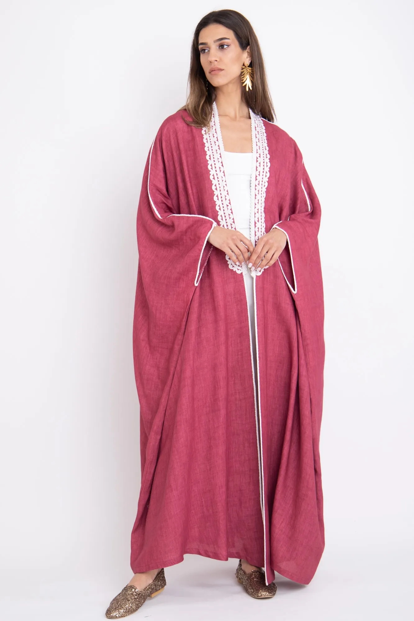 Classic Linen Cherry Abaya