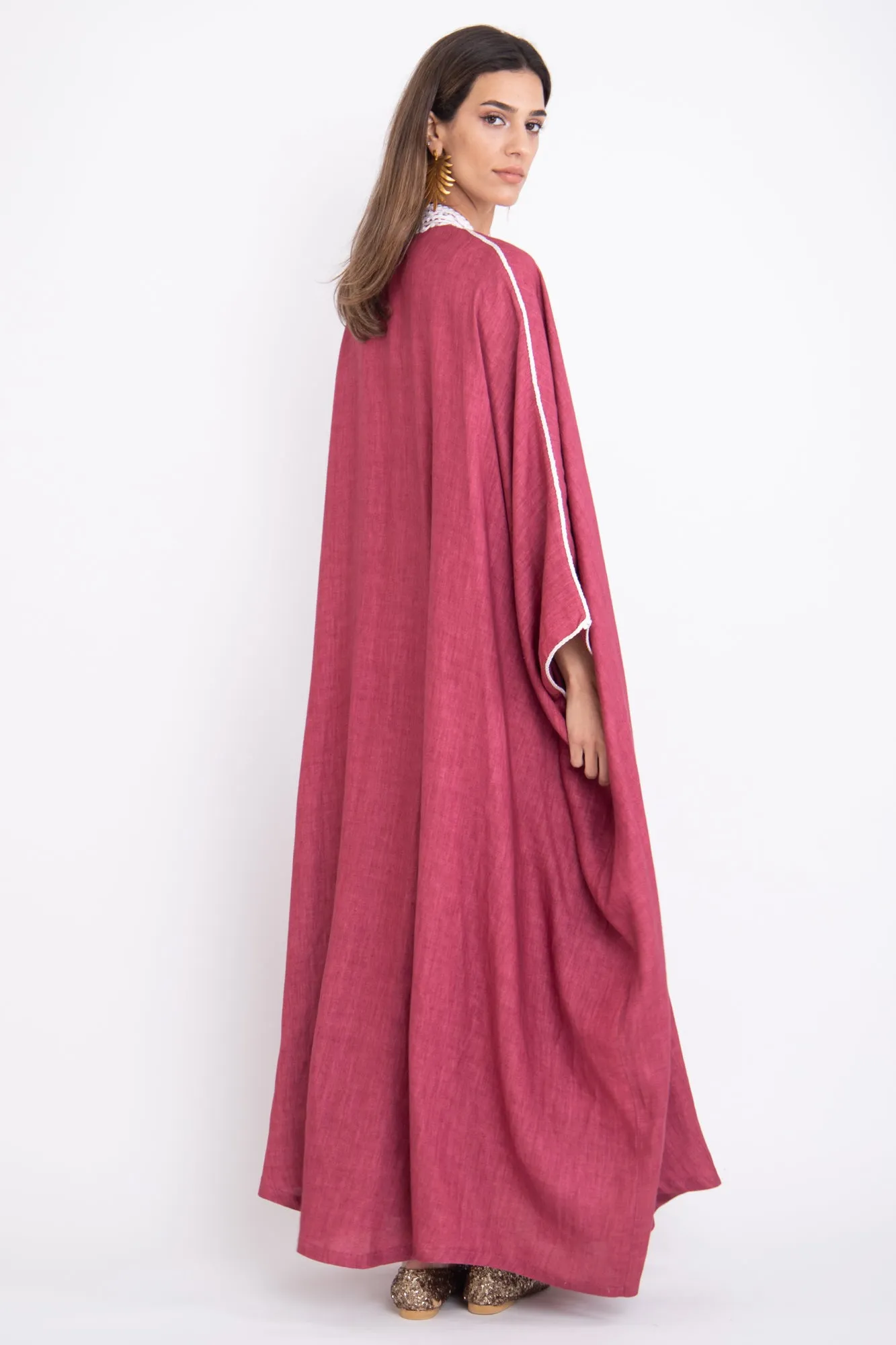 Classic Linen Cherry Abaya