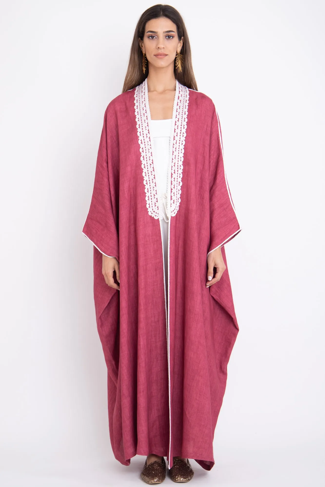 Classic Linen Cherry Abaya