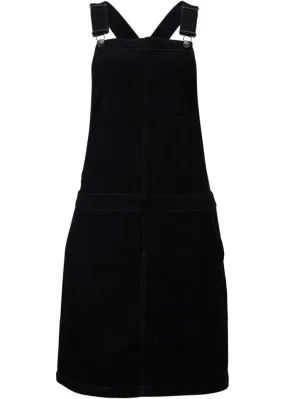 Denim dress with bib very soft John Baner Jeanswear, black