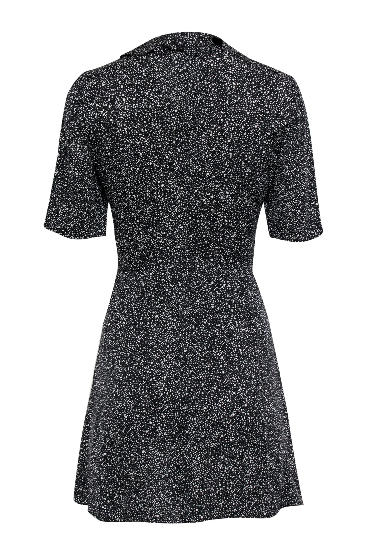 Diane von Furstenberg - Black & White Spotted Silk Wrap Dress Sz 2