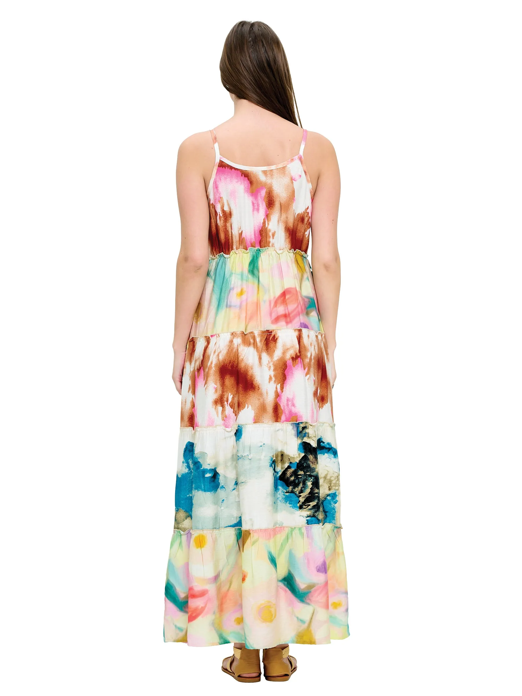 Dress Ruffled Tie Dye Maxi Dress