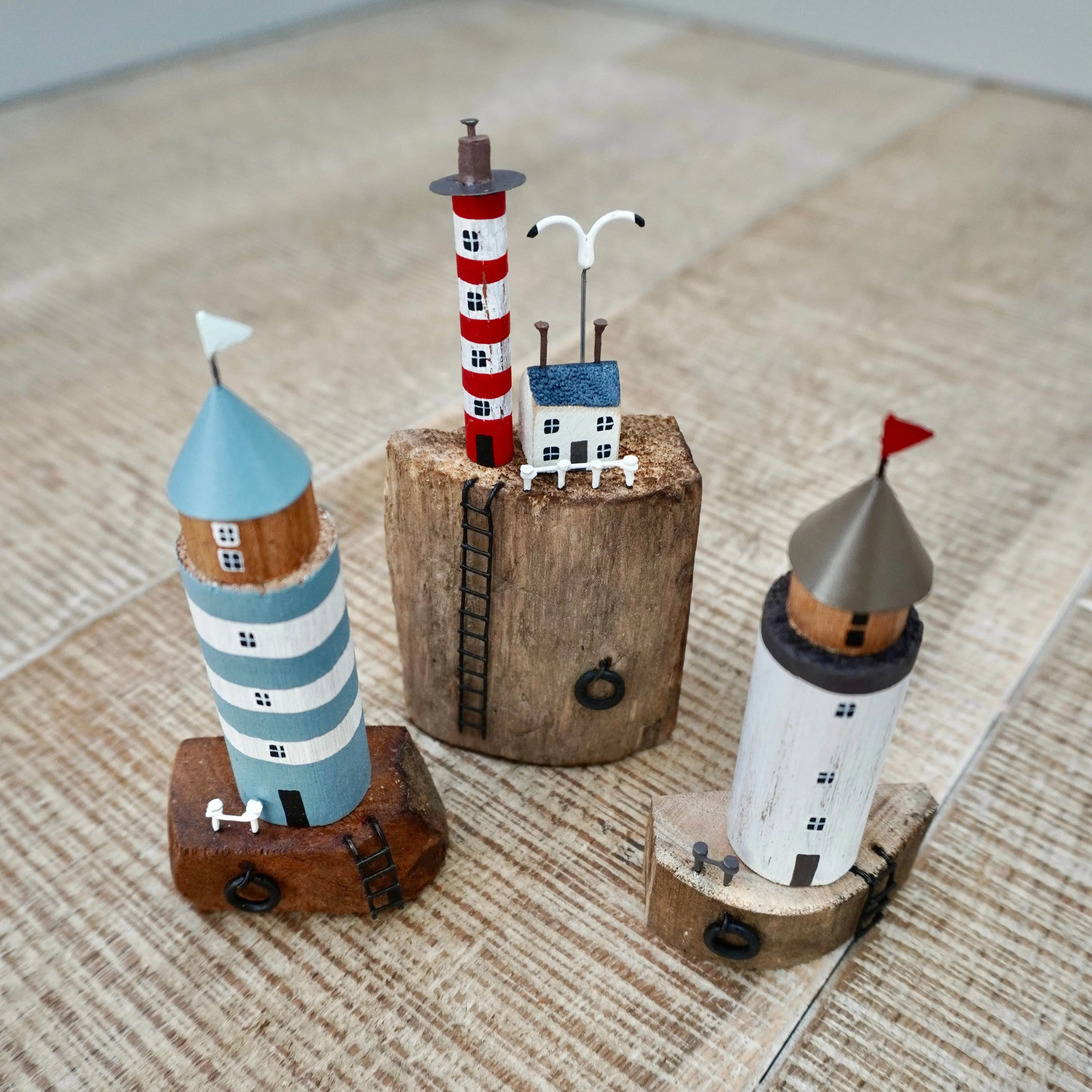 Duck Egg Striped Lighthouse