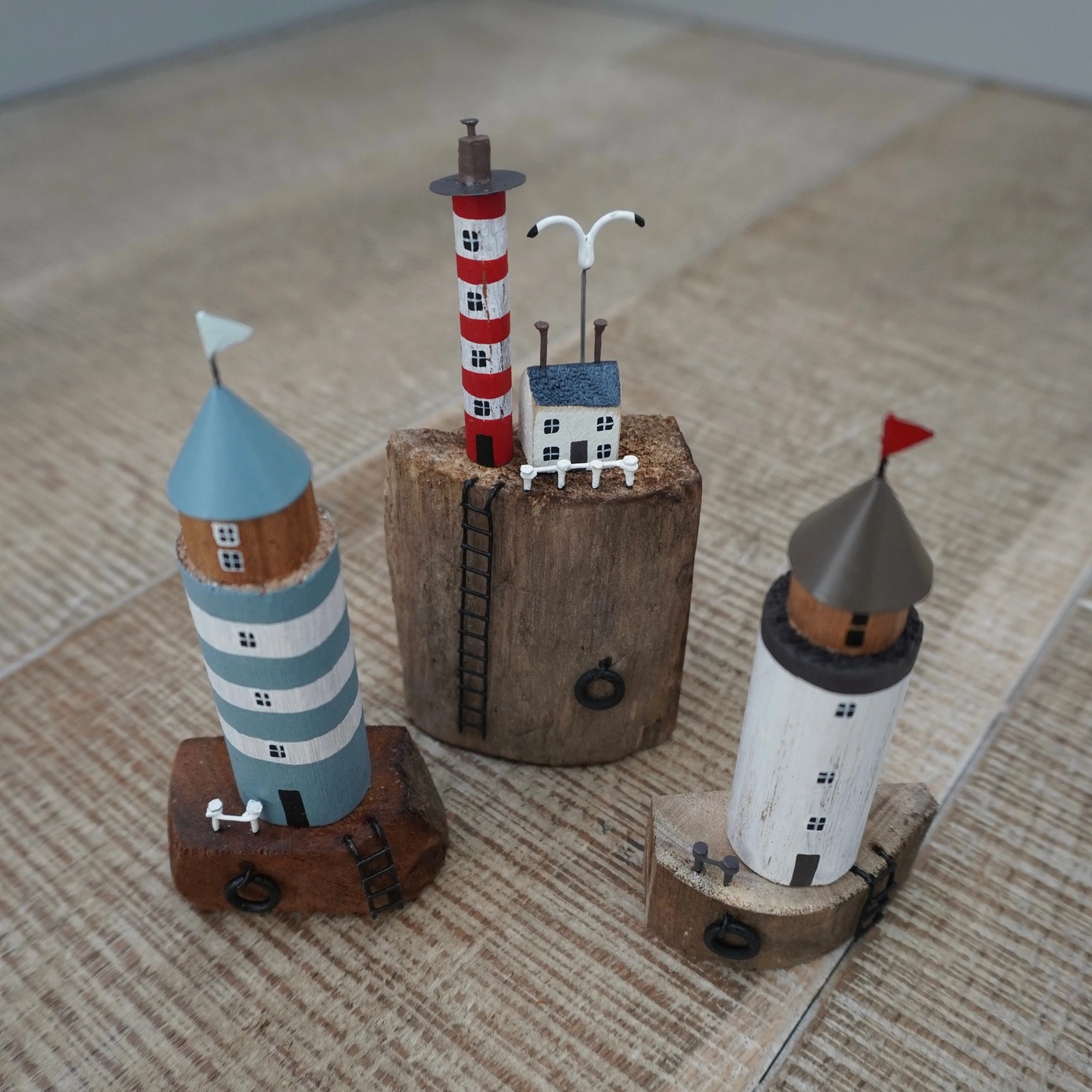 Duck Egg Striped Lighthouse