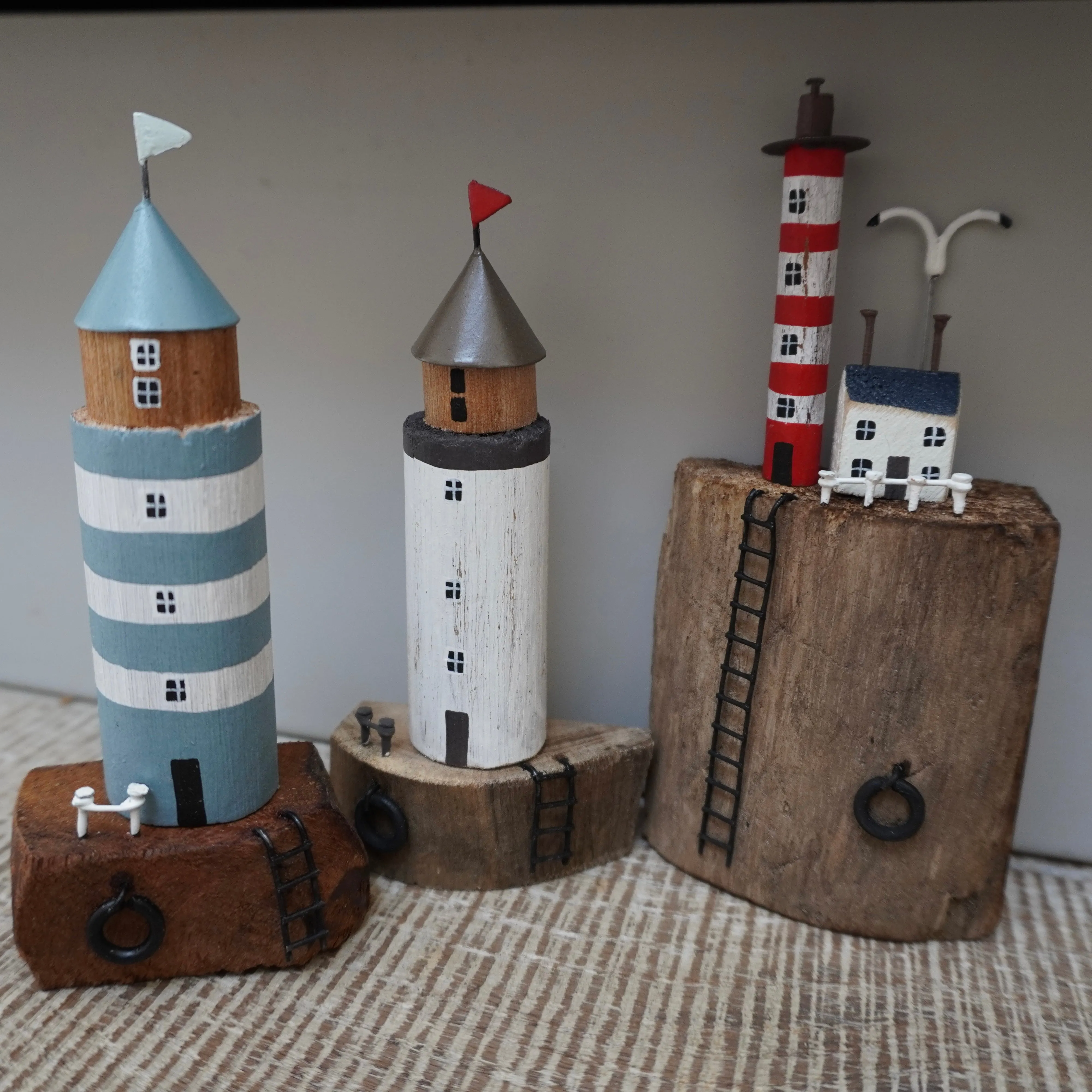 Duck Egg Striped Lighthouse