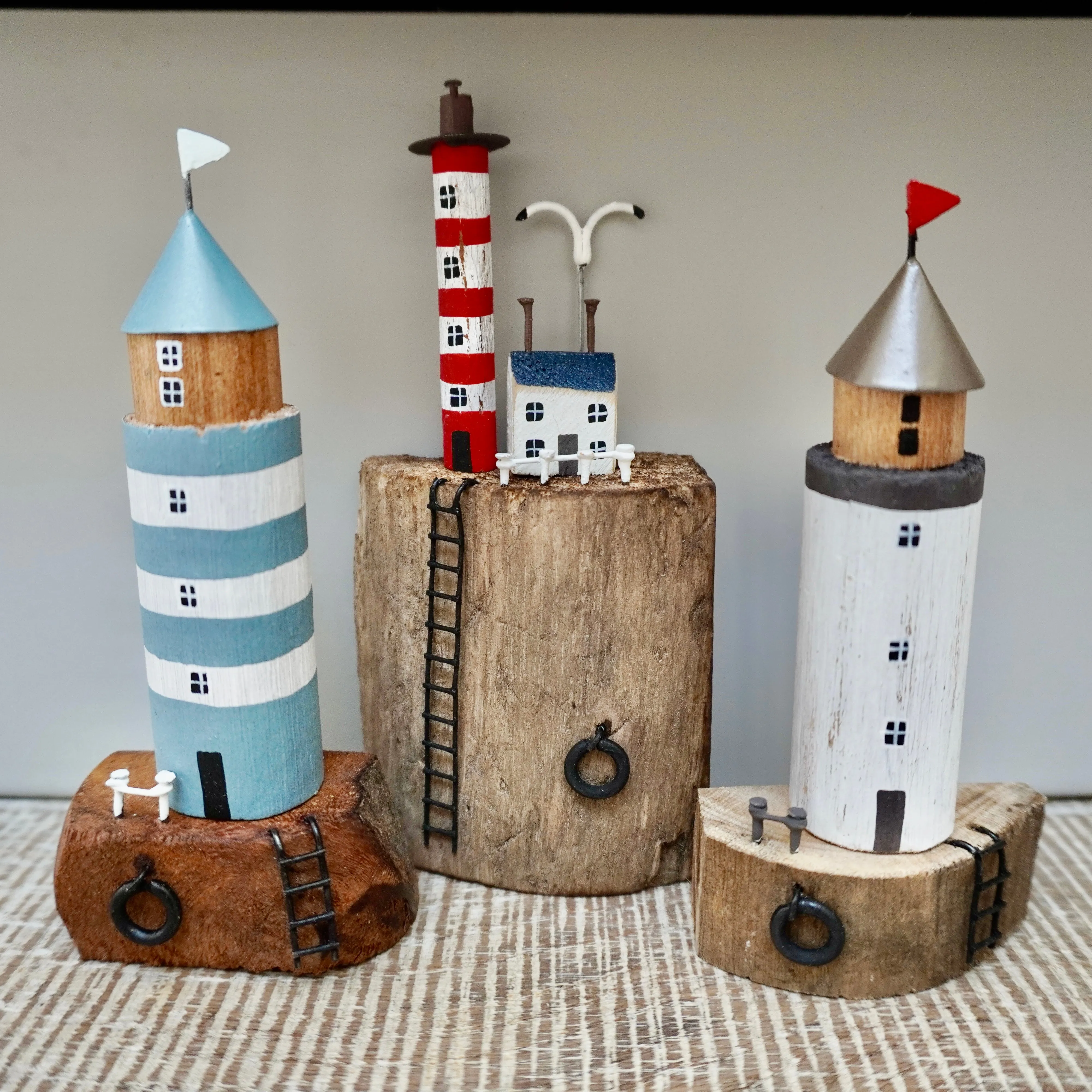 Duck Egg Striped Lighthouse