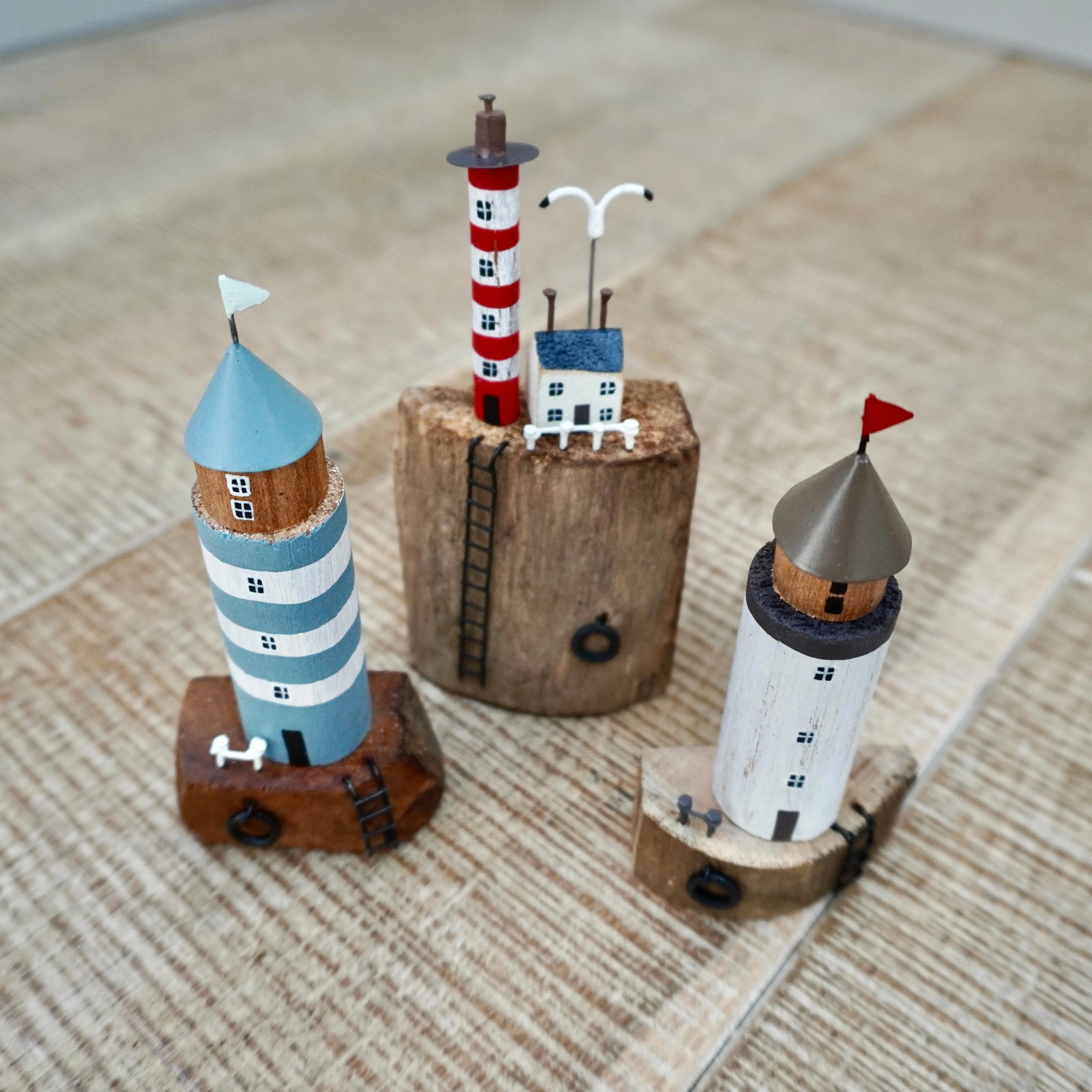 Duck Egg Striped Lighthouse