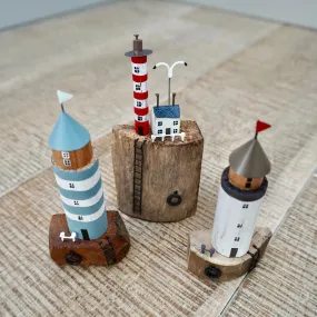 Duck Egg Striped Lighthouse