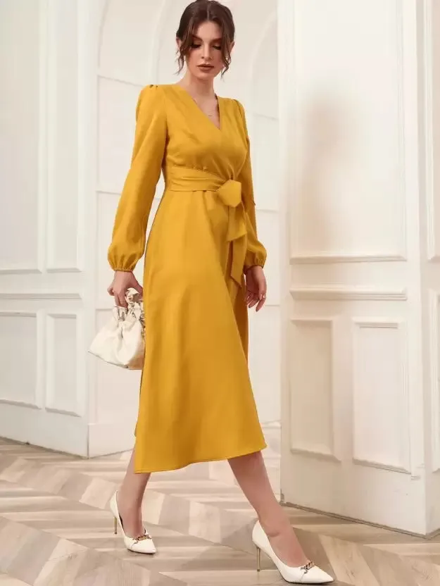 Elegant A-Line Wrap Dress